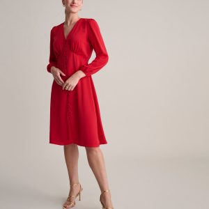 Satin V-Neck Malorie Dress