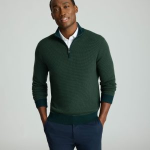 Textured Merino Wool Quarter-Zip Sweater