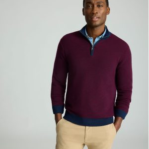 Textured Merino Wool Quarter-Zip Sweater
