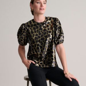 Sequinned Leopard Roxie Shirt