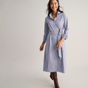 Stretch Cotton Striped Tess Shirt Dress